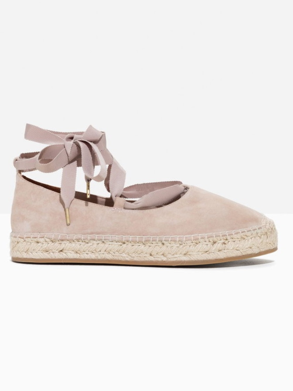 Women's Blush Neutral Suede Espadrille Lace-Up Flats